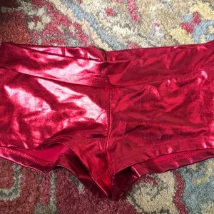 Red Metallic Booty Shorts